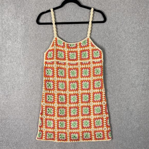 ZARA Womens S Multicolor Floral Crochet Knit Mini Dress - Picture 1 of 7